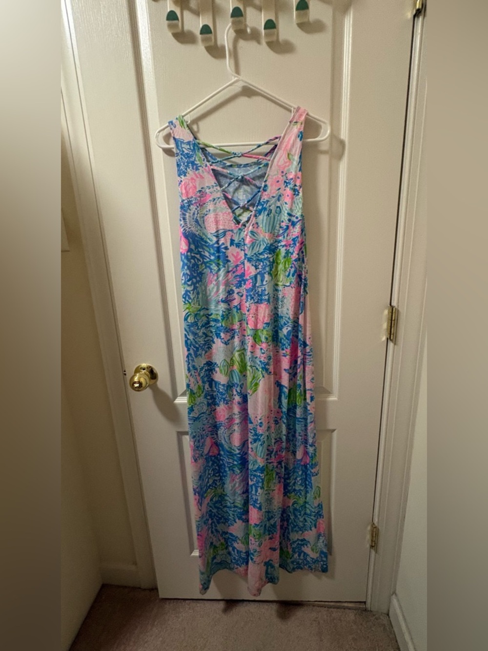 Lilly Pulitzer Strappy Back Multi Ocean Print Maxi Dress | Medium - Picture 2 of 6